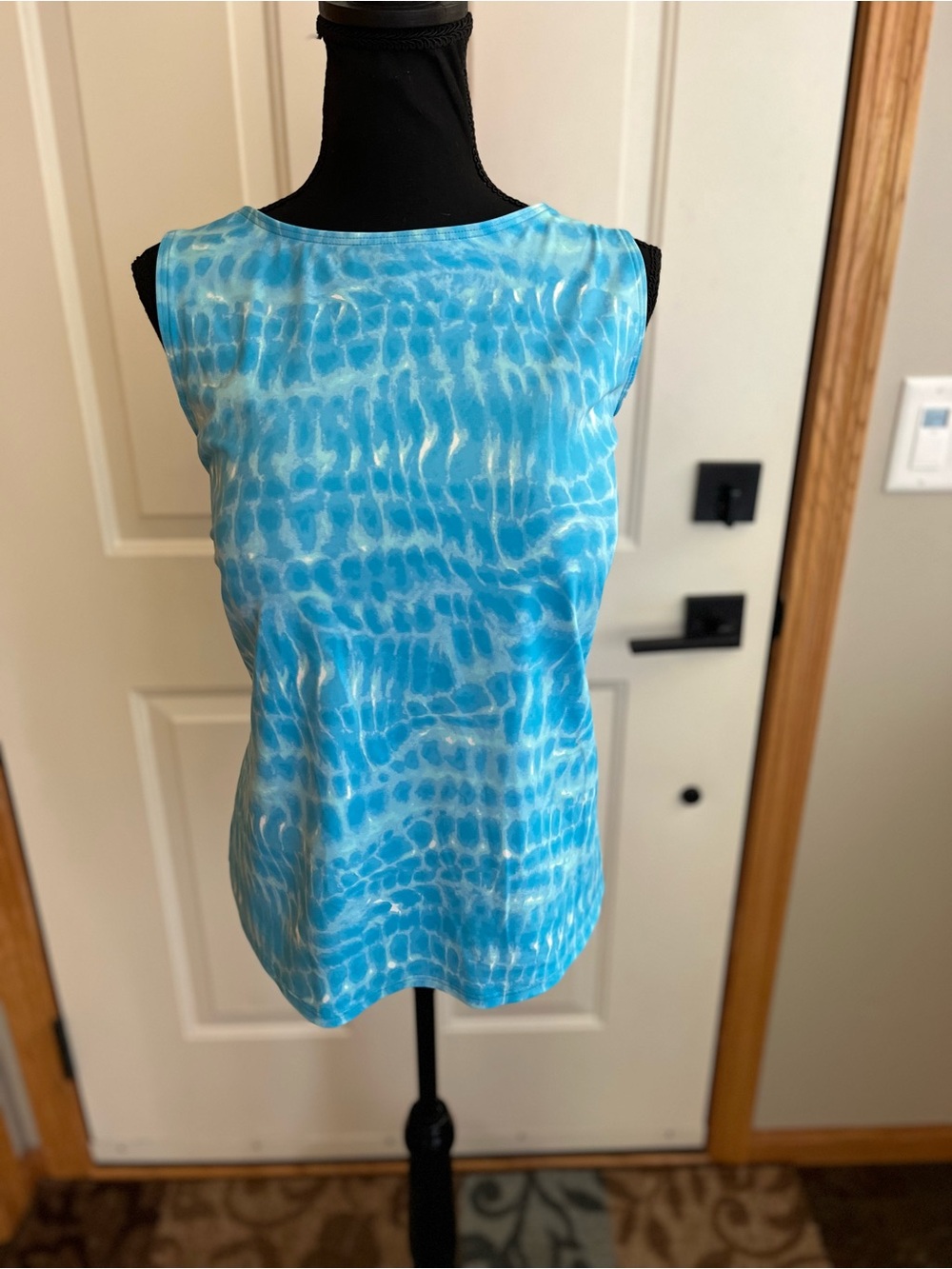 Women’s Lands’ End blue white tank top padded bra swim suit tankini. Size 20W - Picture 2 of 15